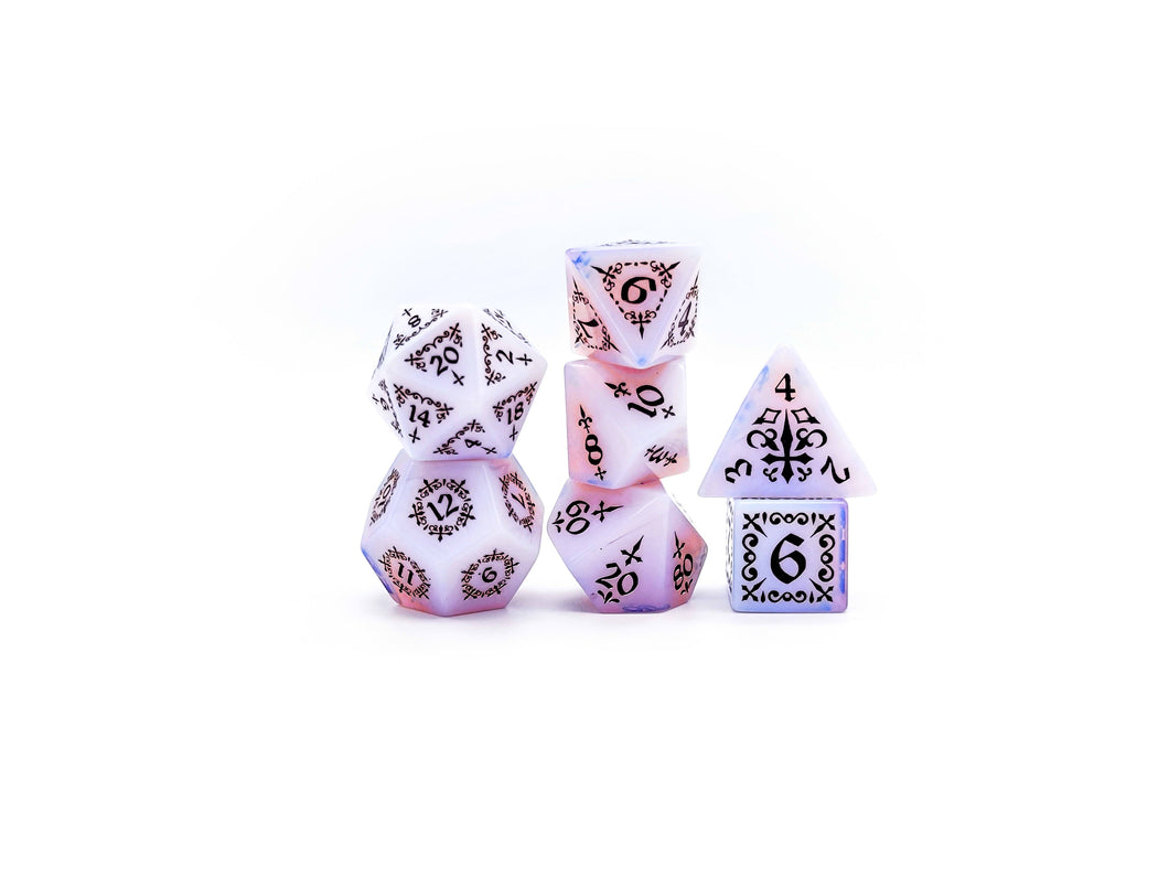 Shadow Masque - Pink Opalite - Polyhedral Dice Set (7) - Level Up Dice