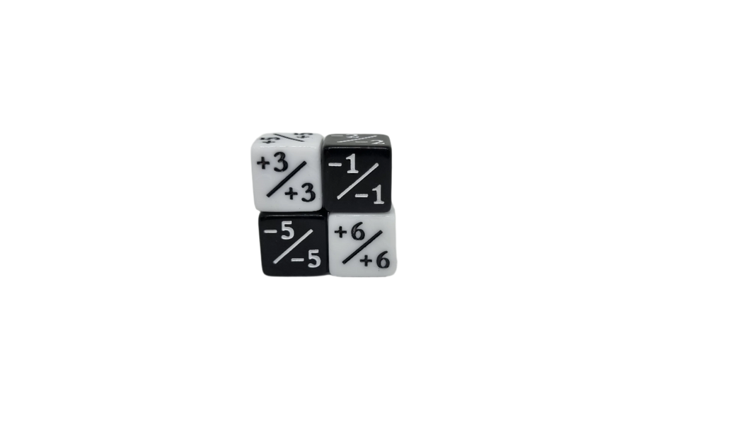 Black w/White & White w/Black - 16mm d6 Counter Dice Set (4)