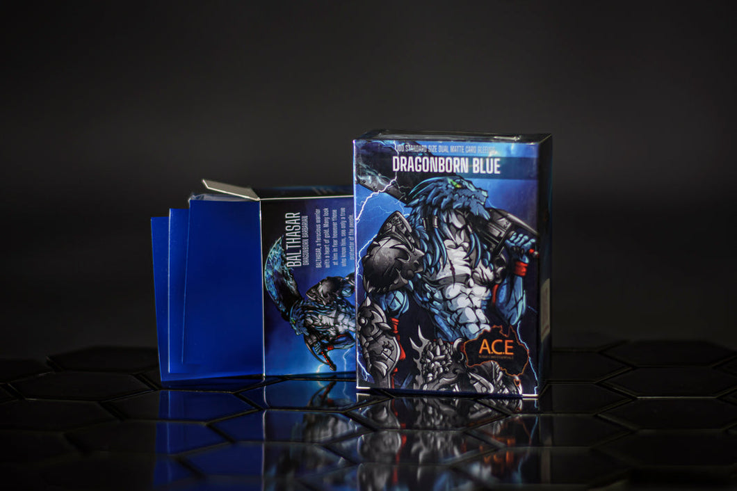 Dragonborn Blue v2 - Dual Matte Sleeves - Standard Size Box 100 - ACE