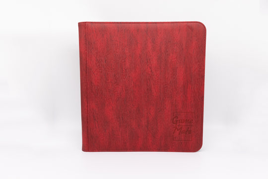 Red Wood Grain - 12pkt Card Binder - Zippered - 528 Cards - Game Mate