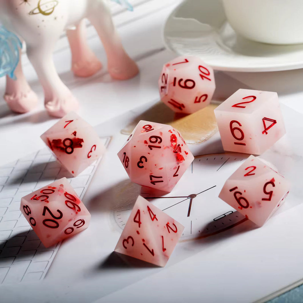 Strawberry - Ice Cream Series - Resin Polyhedral Dice Set (7) - ACE