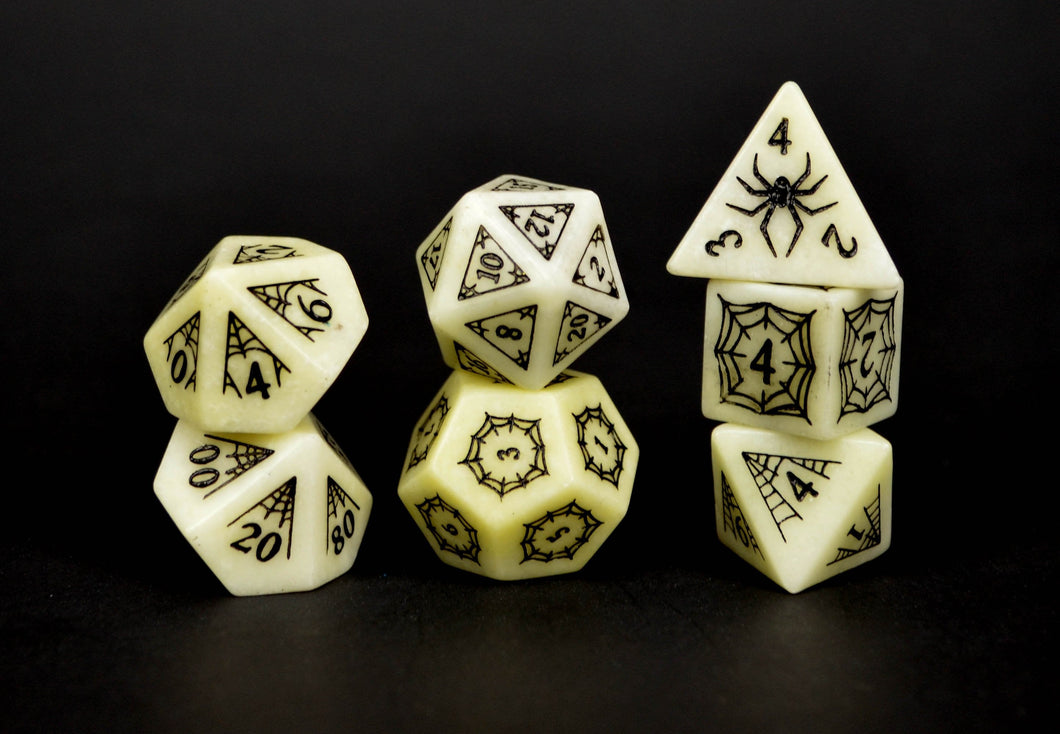 Widow - Ivory Jade - Polyhedral Dice Set (7) - Level Up Dice