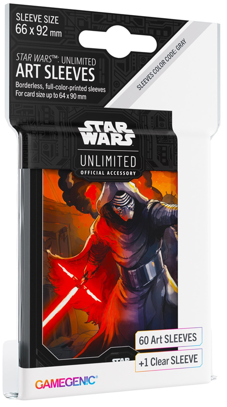 Kylo Ren (64mm x 90mm) - Art (Code: Gray) - Star Wars Unlimited Matte Sleeves - Pack 60 - Gamegenic