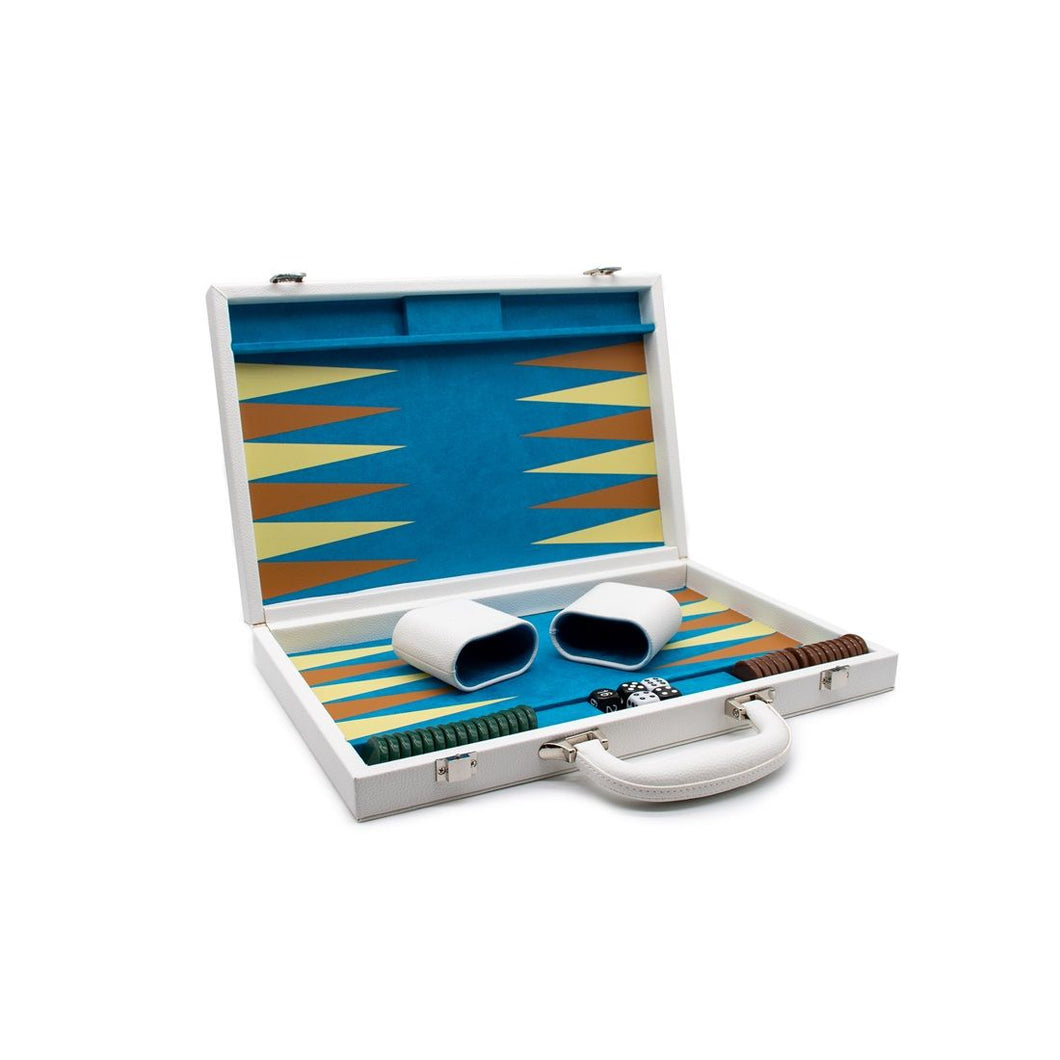 White - Leather Backgammon Set - LPG Classics - LPG