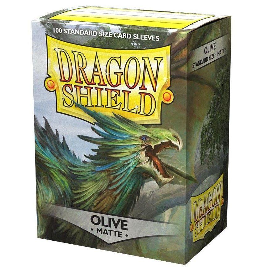 Dragon Shield Standard Size Card Sleeves, Box 100, Matte - Olive - Mega Games Penrith